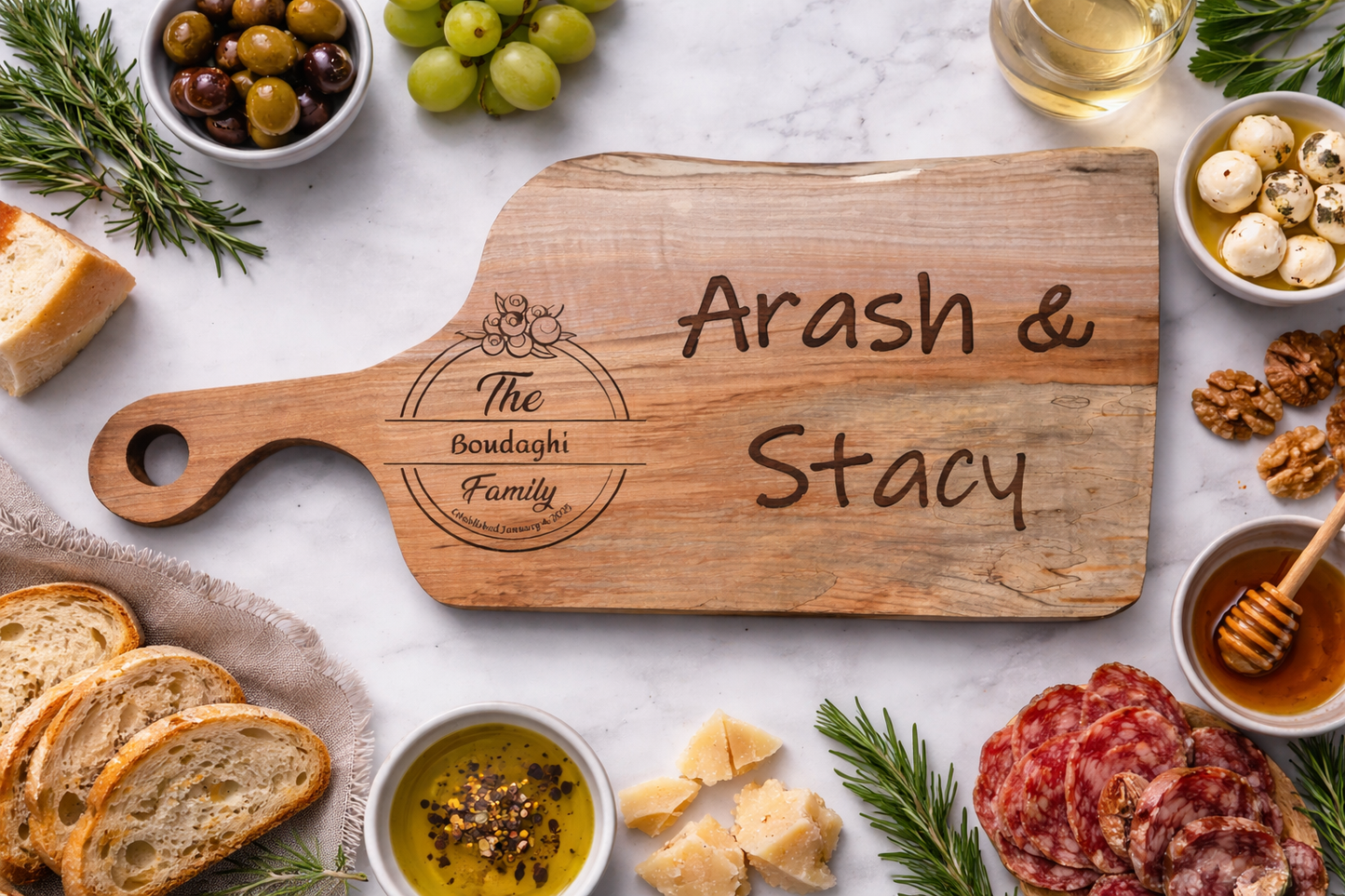 Inlayed olive wood with maple