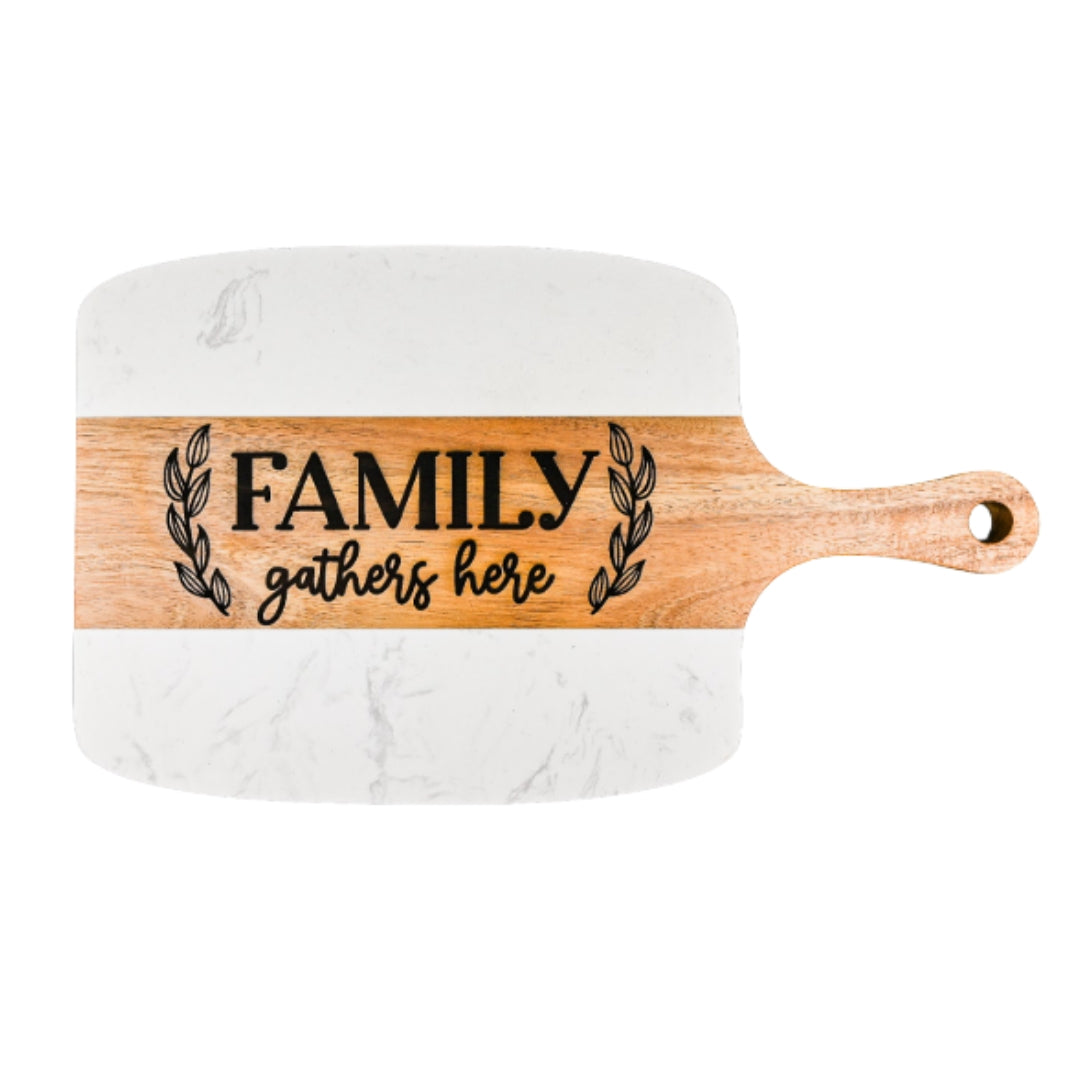 Marble Cheese Board with Wood Handle