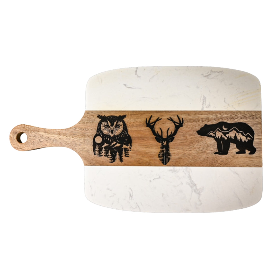Marble Cheese Board with Wood Handle