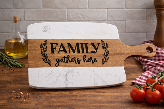 Marble Cheese Board with Wood Handle